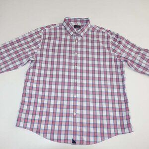 UNTUCKit Men's Button Front Nylon Shirt Size XL Plaid Pink Blue White X-Large